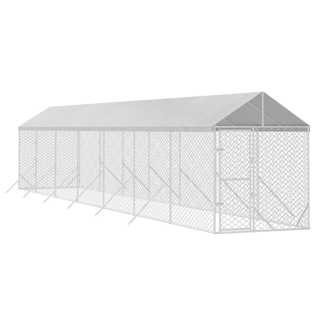VidaXL Hundehütte mit Dach 2x14x2,5 m verzinkter Stahl silber