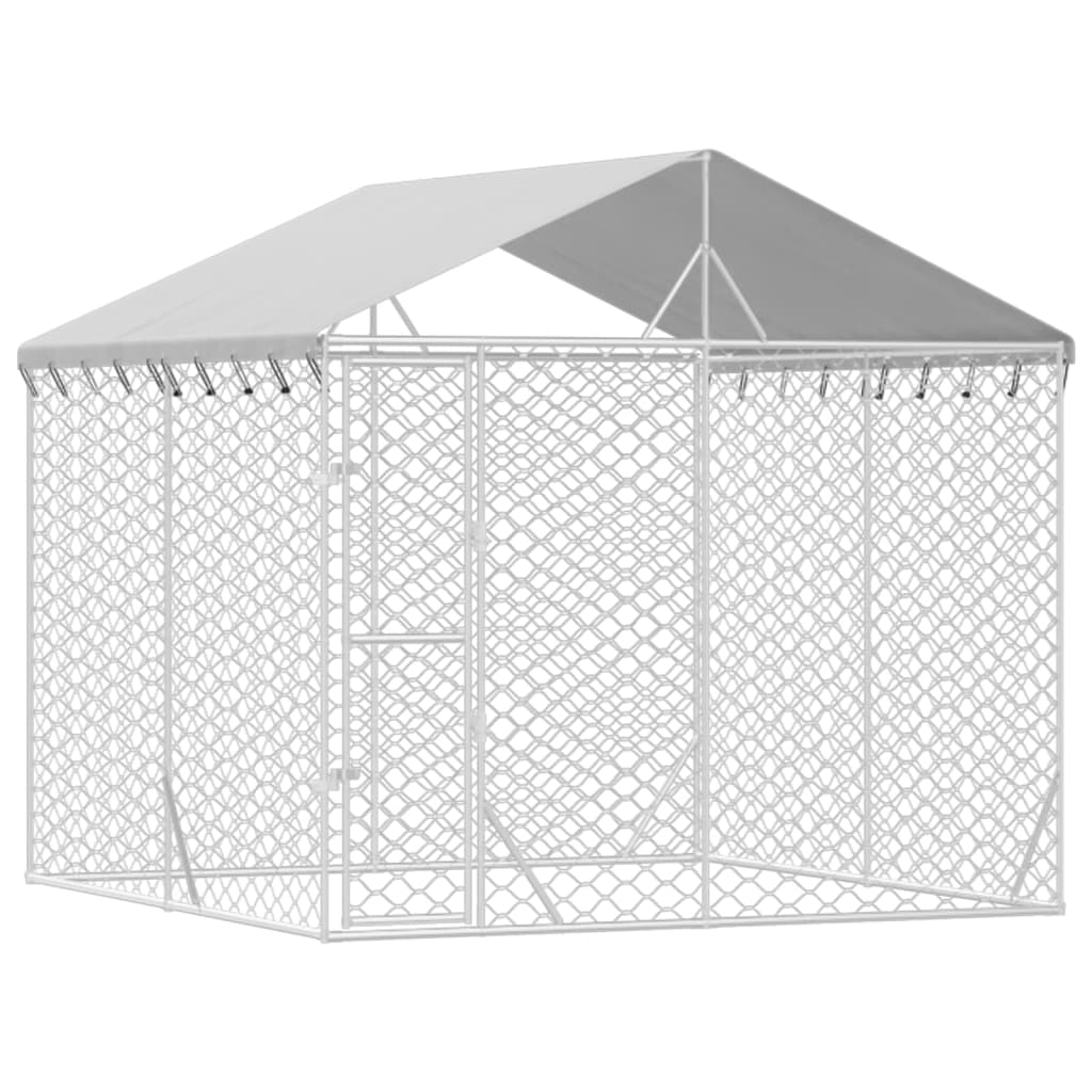 VidaXL Hundehütte mit Dach 3x3x2,5 m, verzinkter Stahl, silberfarben