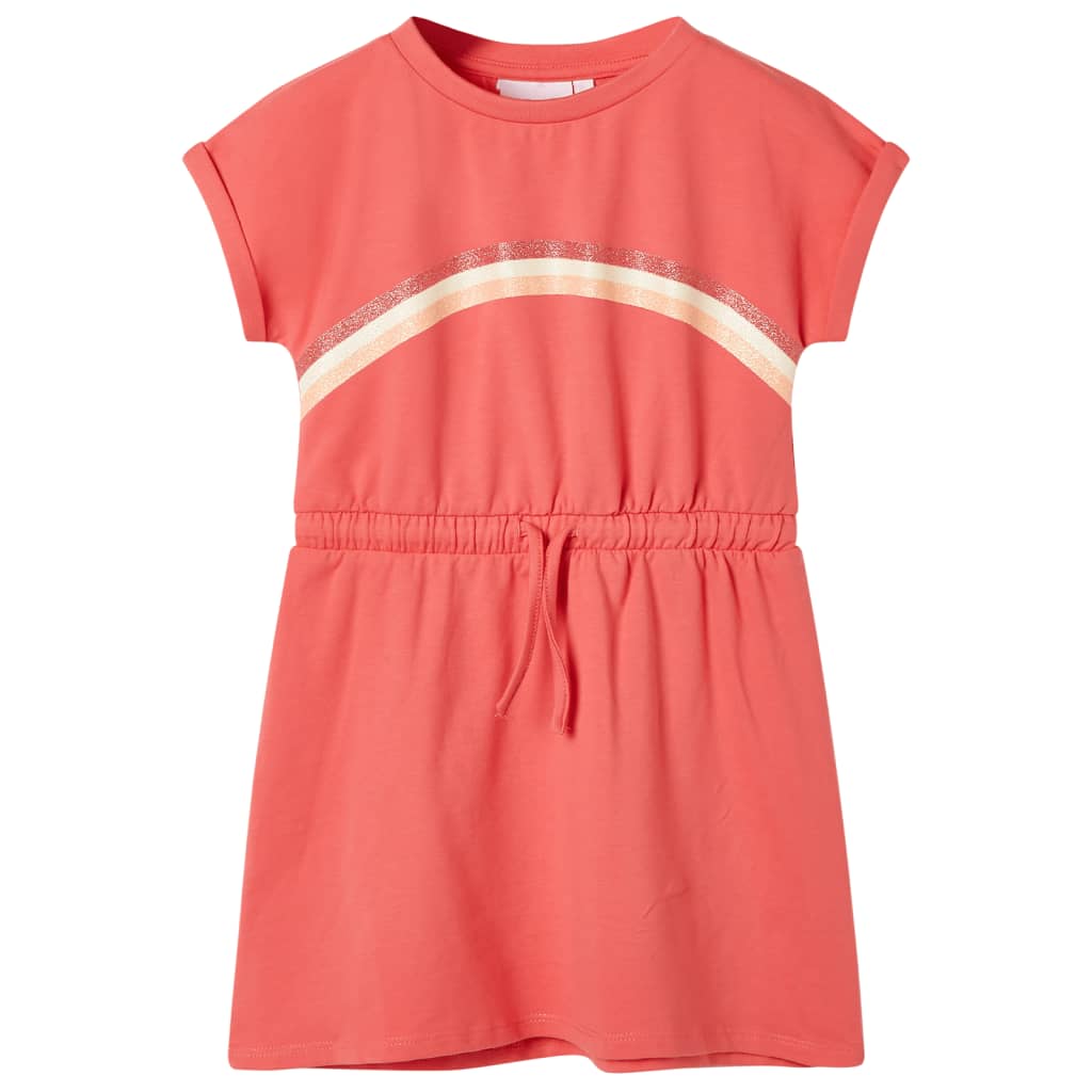 VidaXL Kinderkleid mit Kordelzug 104 Koralle