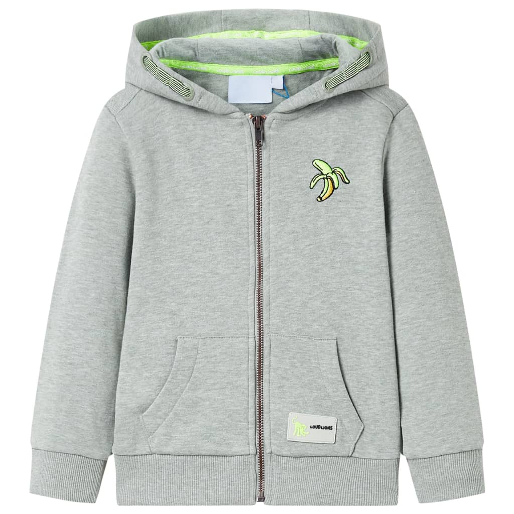 VidaXL Kinderstrickjacke mit Kapuze und Reißverschluss 104 hellkhaki melange