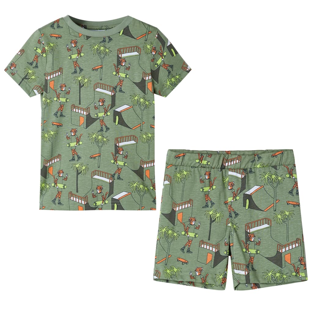 VidaXL Kinderpyjama mit kurzen Ärmeln 104 helles Khaki