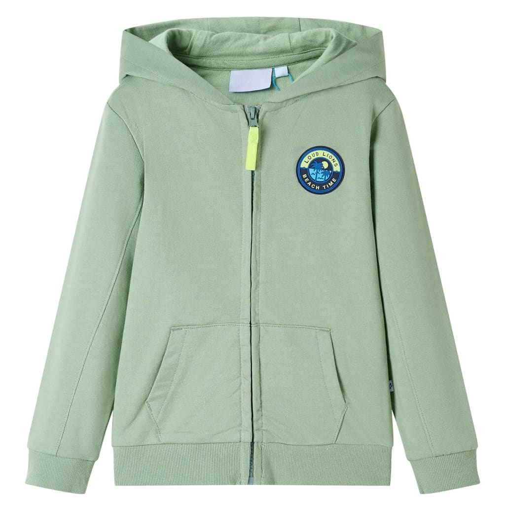 VidaXL Kinderstrickjacke mit Kapuze und Reißverschluss 104 helles Khaki