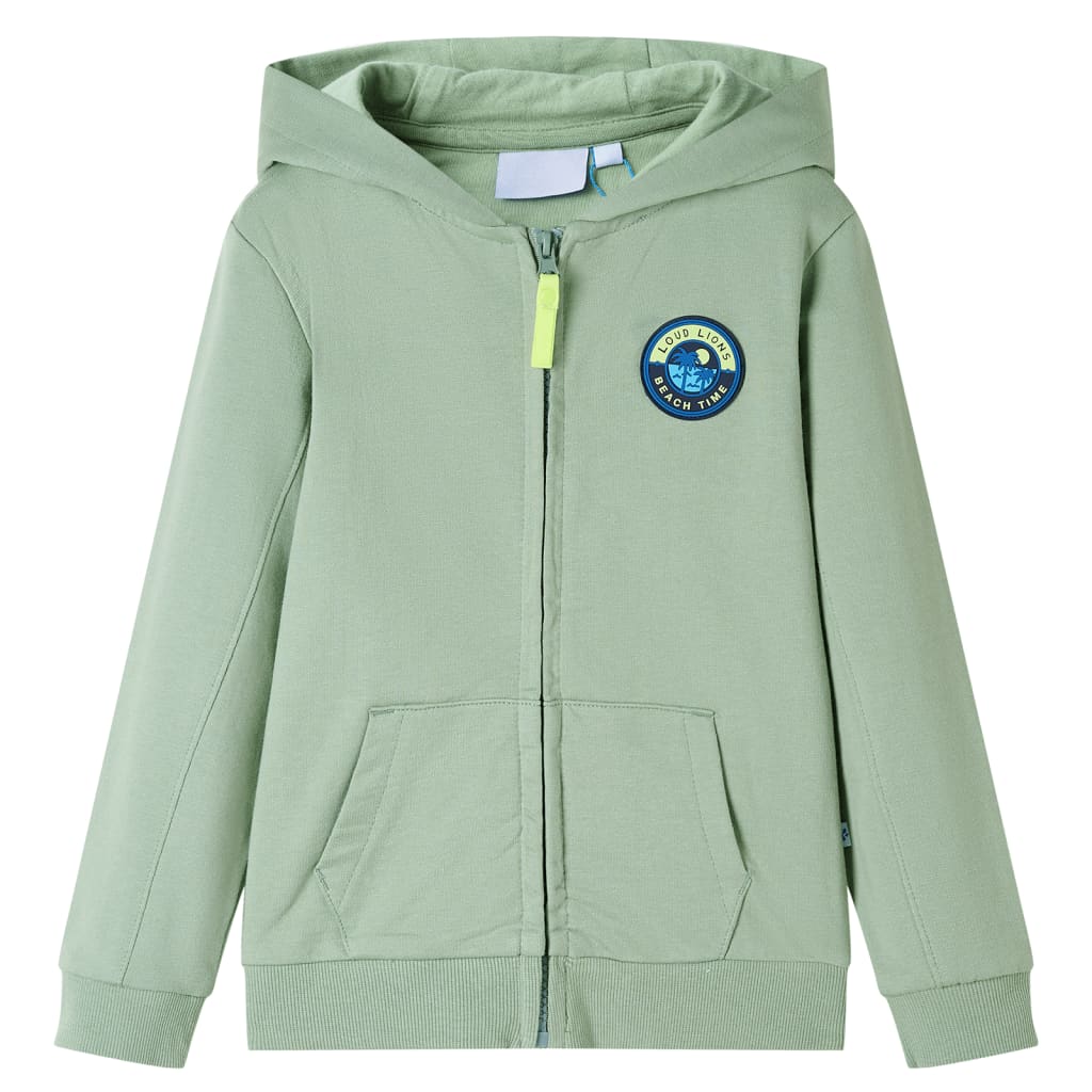 VidaXL Kinderstrickjacke mit Kapuze und Reißverschluss 128 helles Khaki