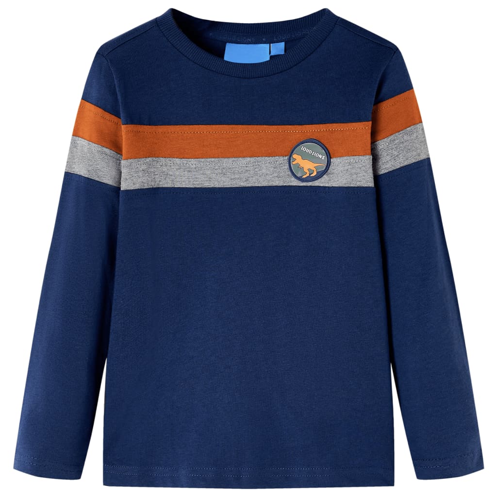 VidaXL Kindershirt mit langen Ärmeln 128 Marineblau