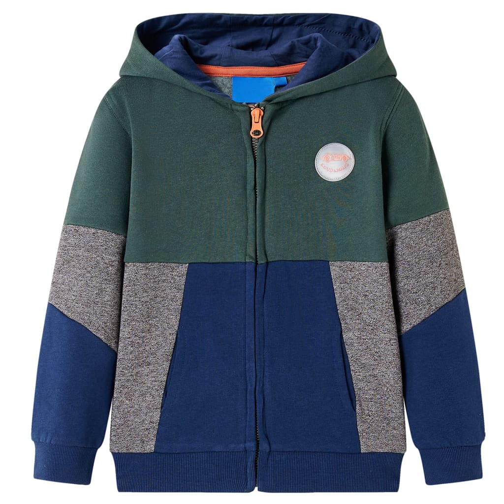 VidaXL Kinderstrickjacke mit Kapuze und Reißverschluss 92 Dunkelgrün