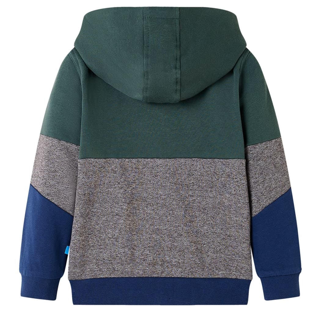 VidaXL Kinderstrickjacke mit Kapuze und Reißverschluss 104 Dunkelgrün