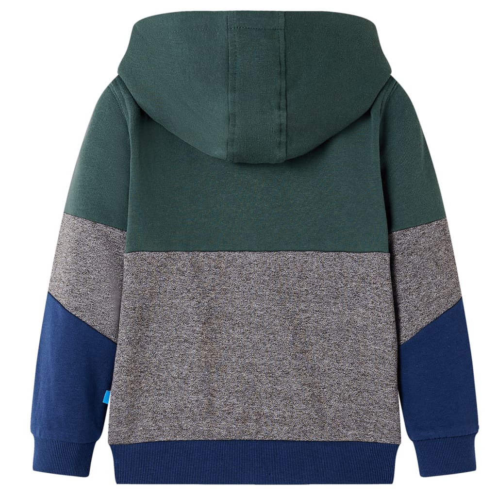 VidaXL Kinderstrickjacke mit Kapuze und Reißverschluss 128 Dunkelgrün