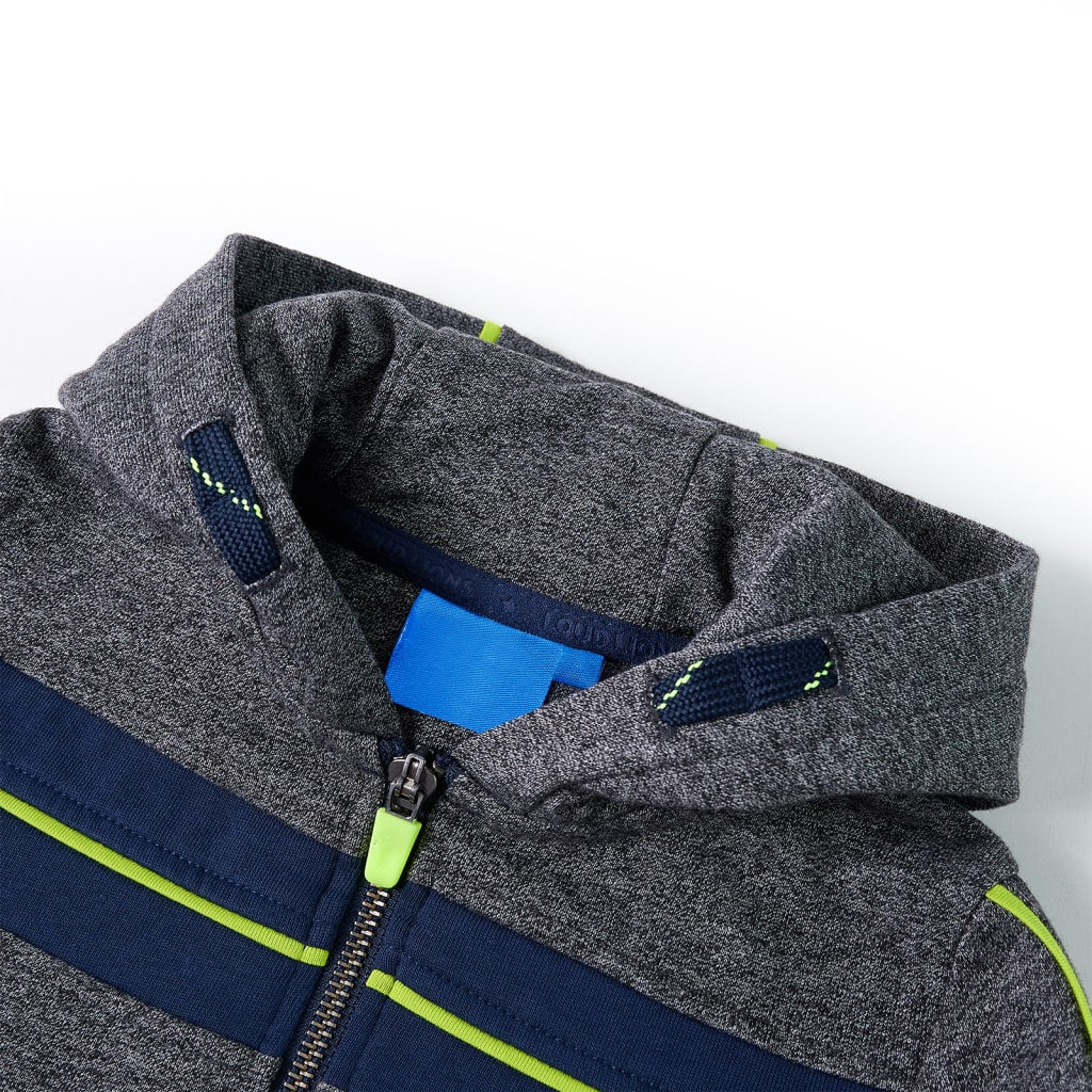 VidaXL Kinderstrickjacke mit Kapuze und Reißverschluss 104 grau gemischt
