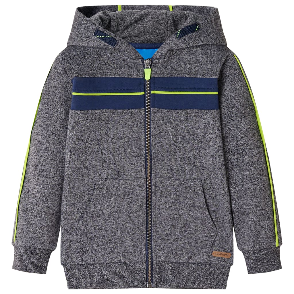 VidaXL Kinderstrickjacke mit Kapuze und Reißverschluss 116 grau gemischt