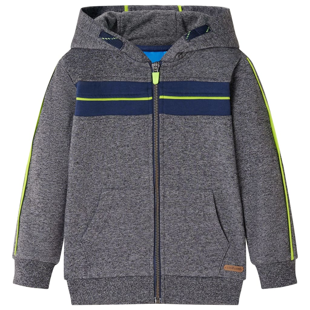 VidaXL Kinderstrickjacke mit Kapuze und Reißverschluss 128 grau gemischt