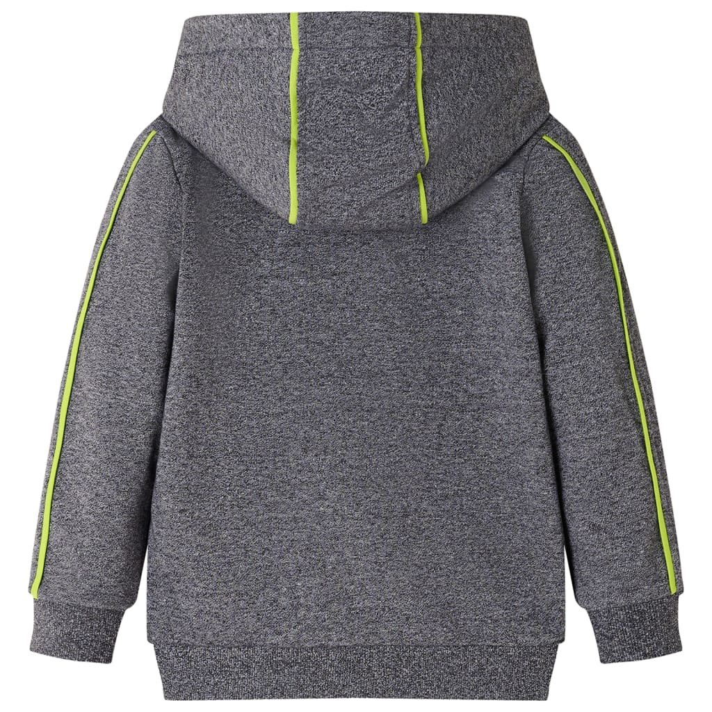 VidaXL Kinderstrickjacke mit Kapuze und Reißverschluss 128 grau gemischt