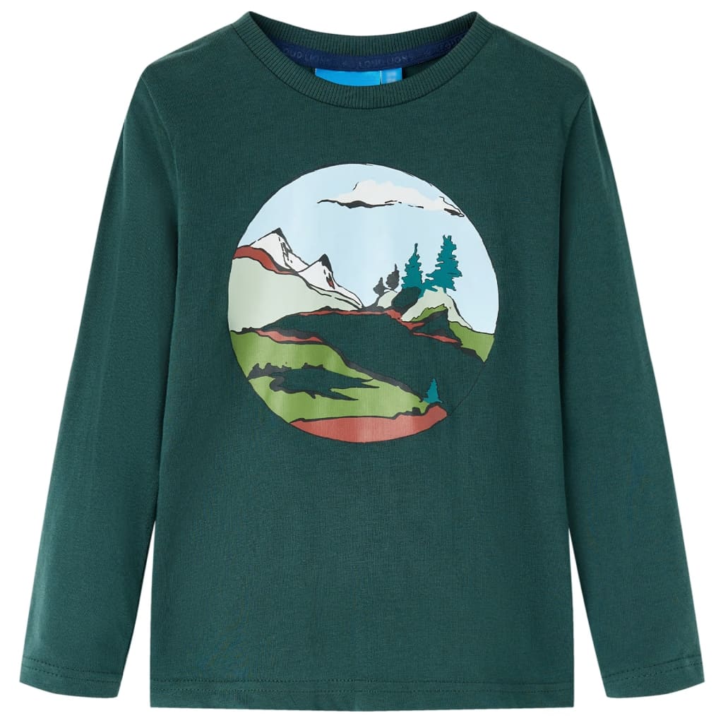 VidaXL Kindershirt mit langen Ärmeln 116 Dunkelgrün