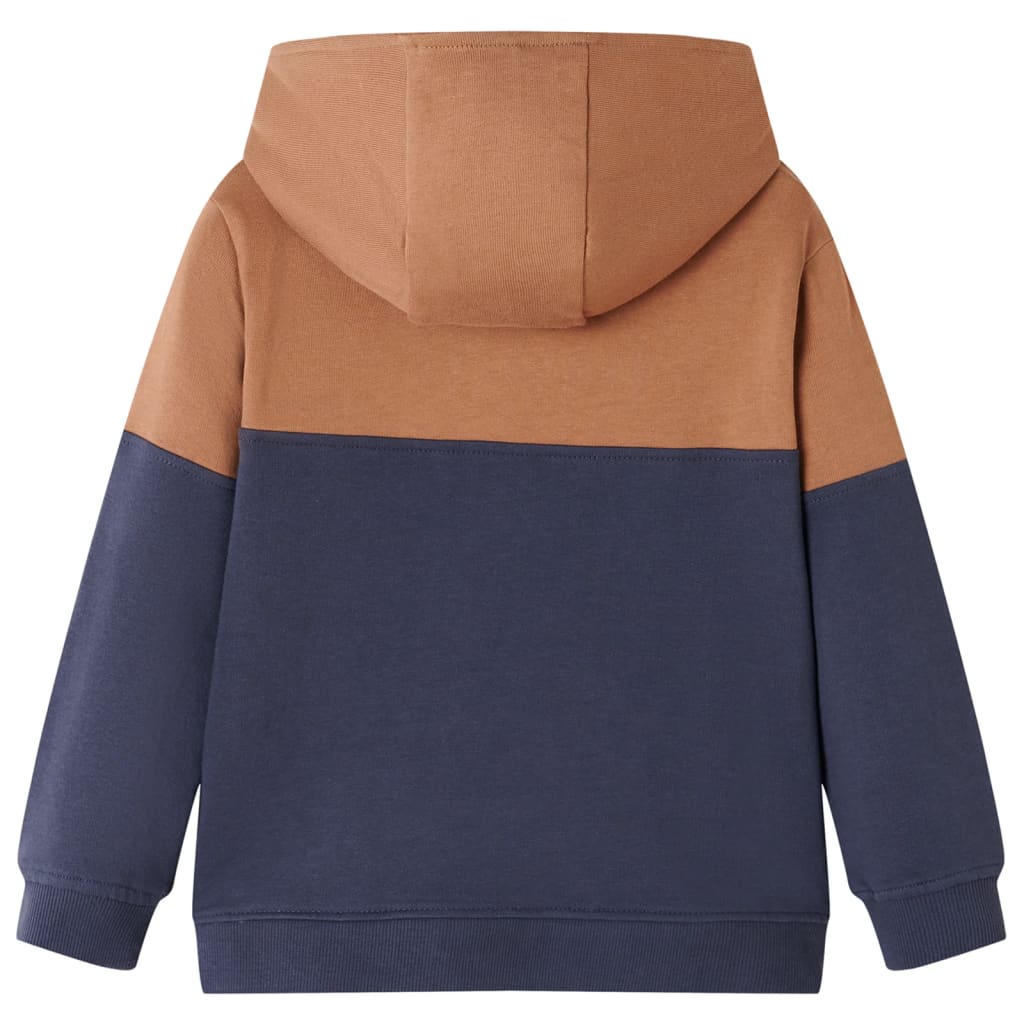 VidaXL Kinderpullover mit Kapuze, halber Reißverschluss 140 Anthrazit-Cognacfarben