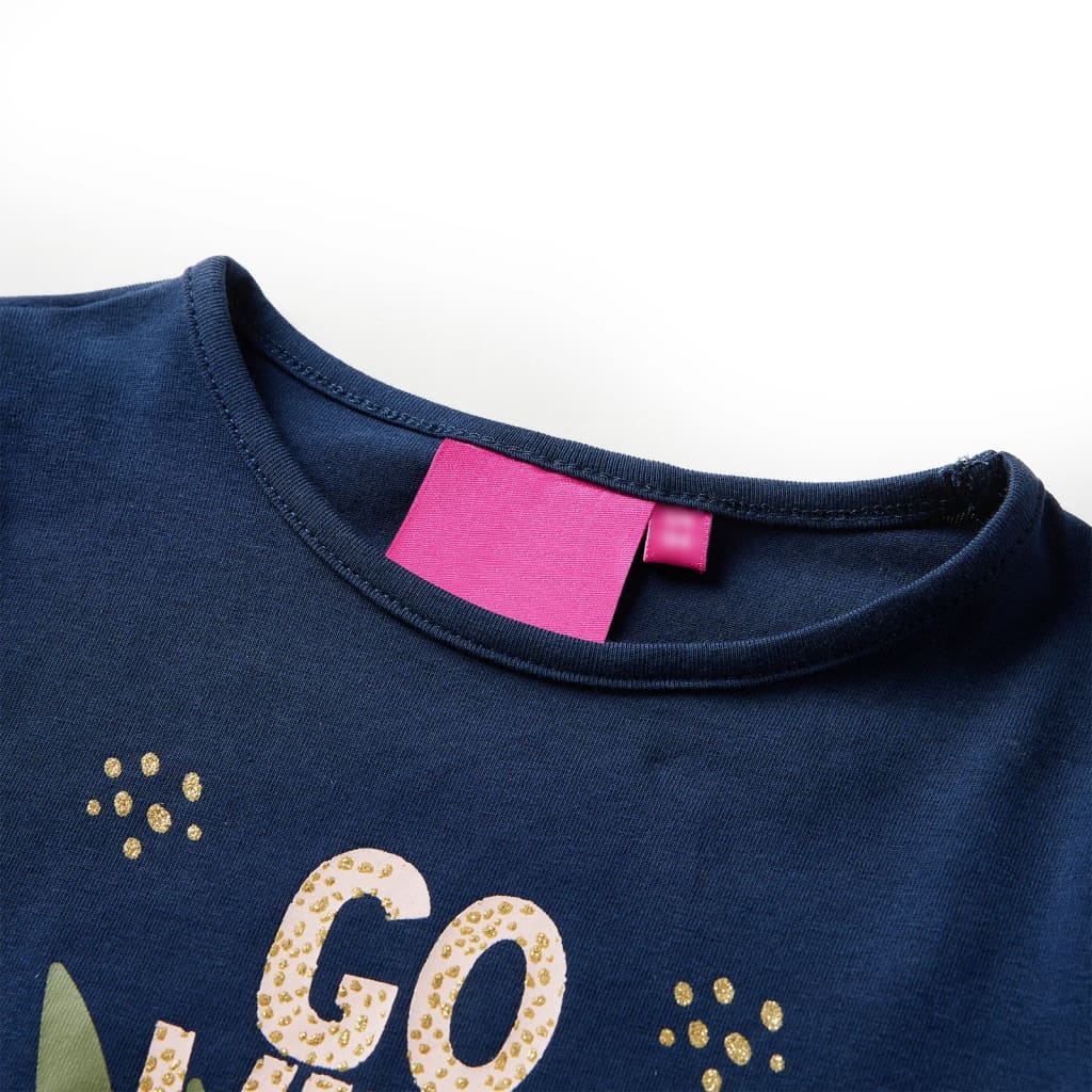 VidaXL Kindershirt mit langen Ärmeln 128 Marineblau