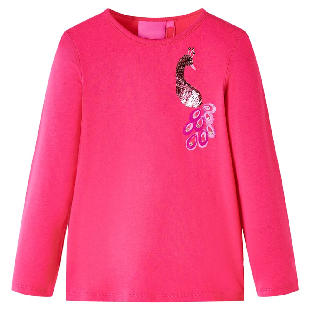 VidaXL Kindershirt mit langen Ärmeln 128 leuchtendes Rosa