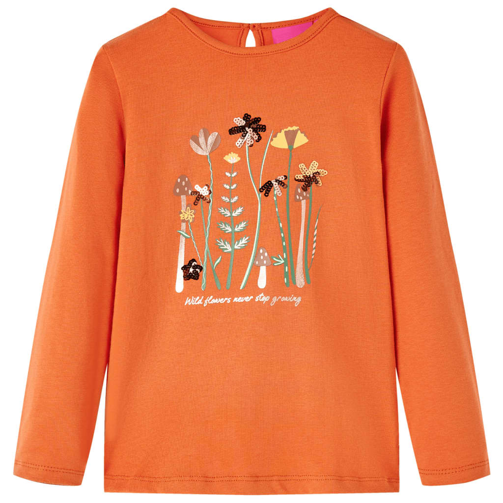 VidaXL Kindershirt mit langen Ärmeln 128 Orange-Braun