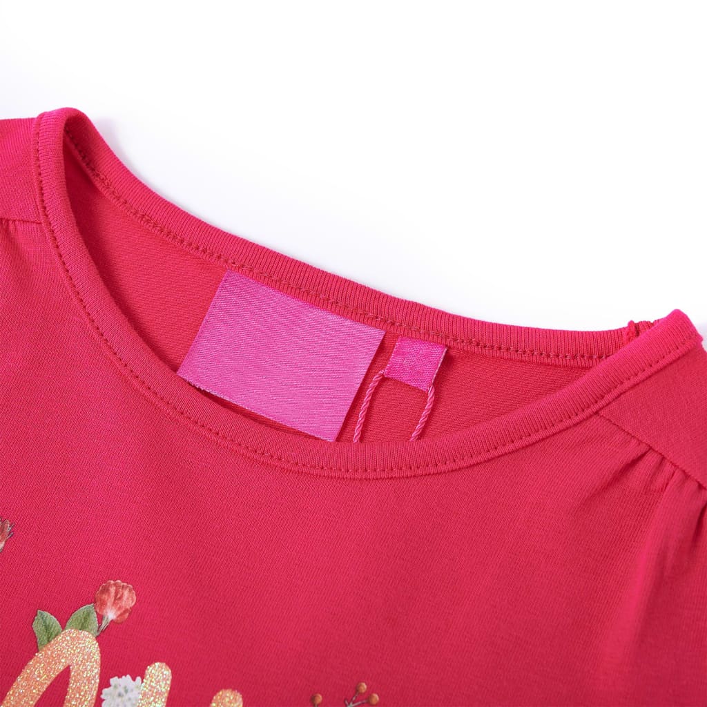 VidaXL Kindershirt mit langen Ärmeln 116 leuchtendes Rosa
