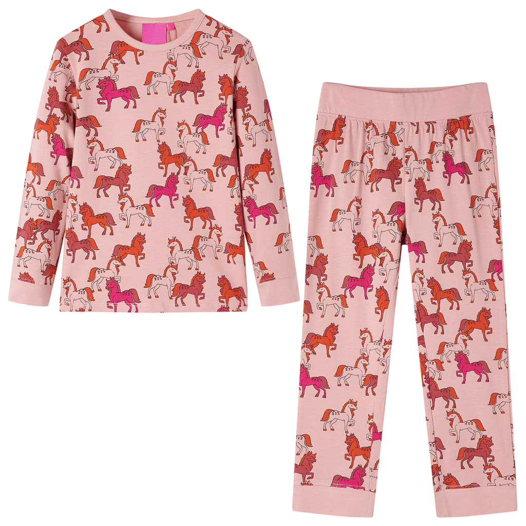 VidaXL Kinderpyjama mit langen Ärmeln 128 Hellrosa