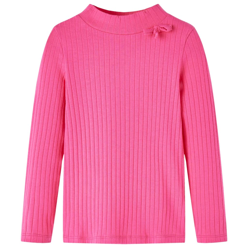 VidaXL Kindershirt mit langen Ärmeln gerippt 116 leuchtend rosa