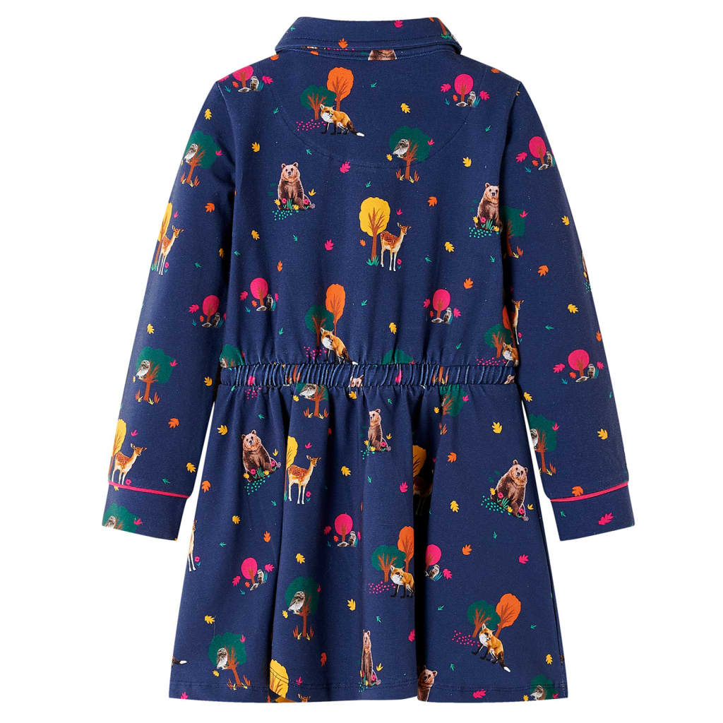 VidaXL Kinderkleid mit langen Ärmeln und Kordelzug 116 Marineblau