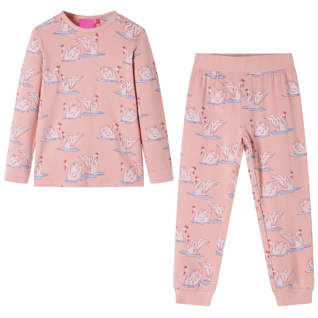 VidaXL Kinderpyjama mit langen Ärmeln 128 Hellrosa