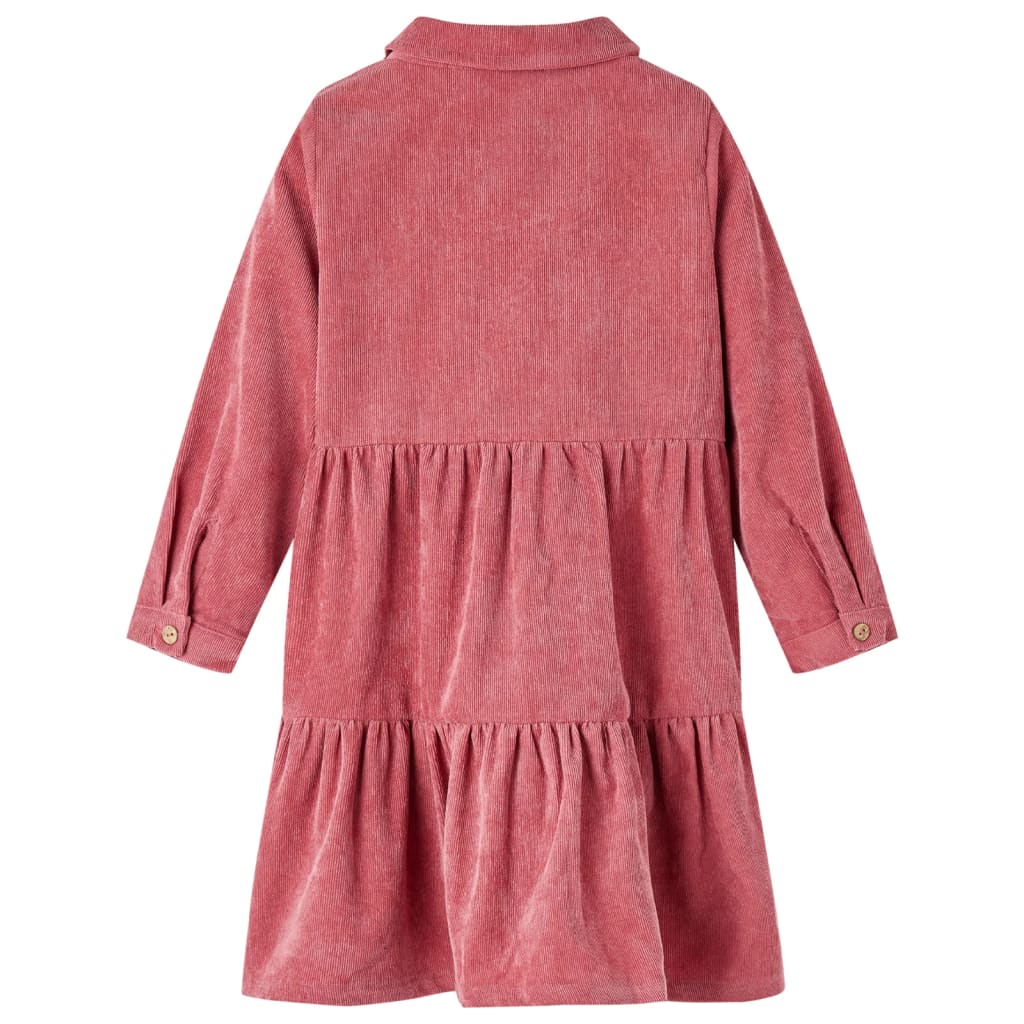 VidaXL Kinderkleid mit langen Ärmeln Cord 140 Altrosa