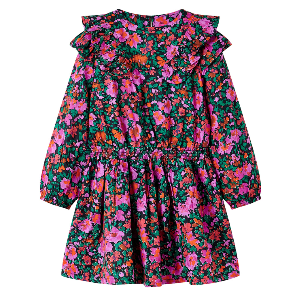 VidaXL Kinderkleid mit langen Ärmeln 128 leuchtendes Rosa