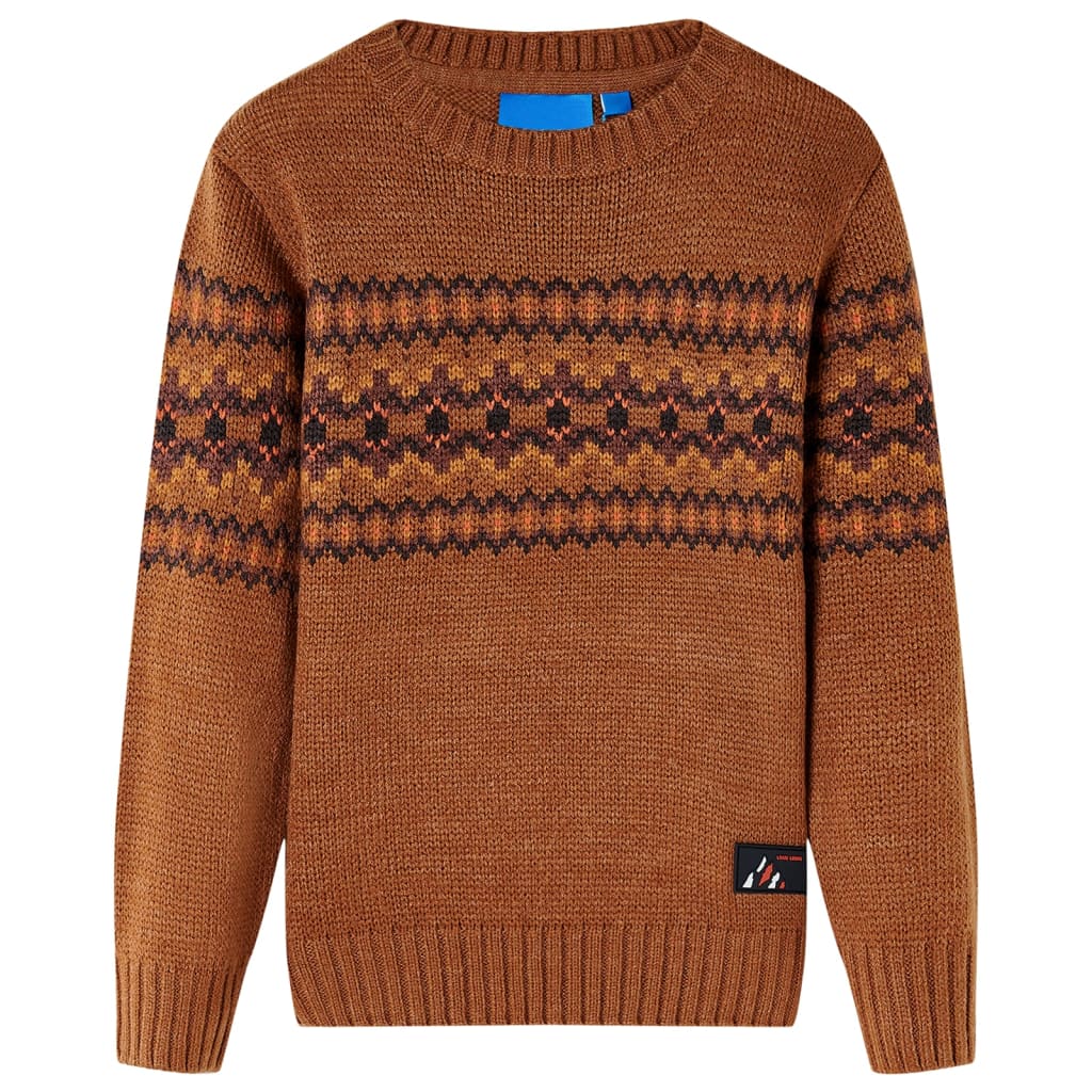 VidaXL Kinderpullover gestrickt 140 cognacfarben