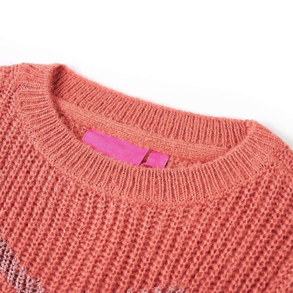 VidaXL Kinderpullover gestrickt 140 mittelrosa