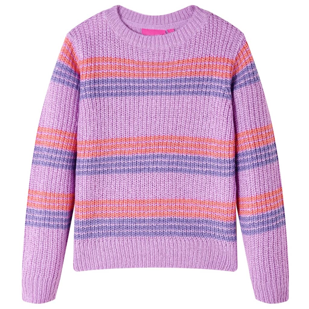 VidaXL Kinderpullover gestrickt mit Streifen 92 Flieder und Rosa