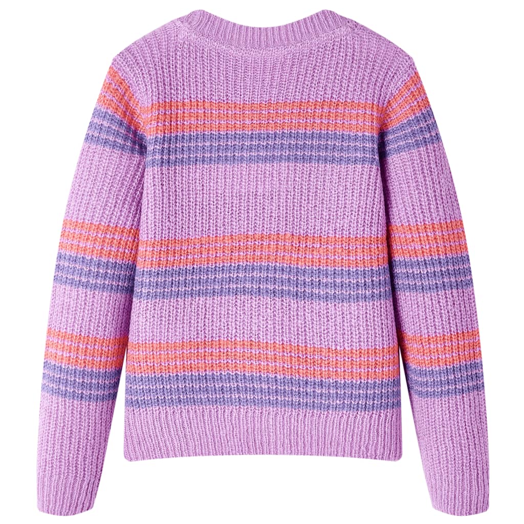 VidaXL Kinderpullover gestrickt mit Streifen 128 Flieder und Rosa