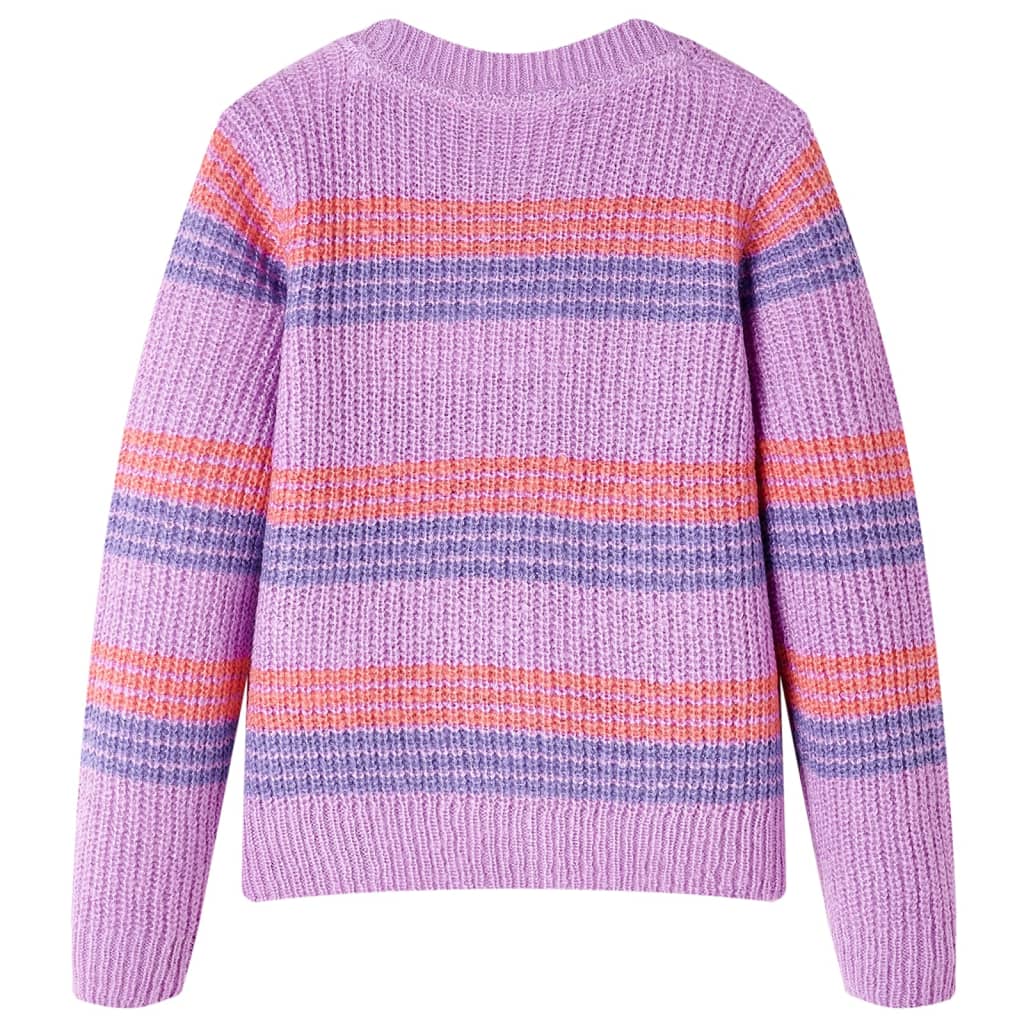 VidaXL Kinderpullover gestrickt mit Streifen 140 Flieder und Rosa