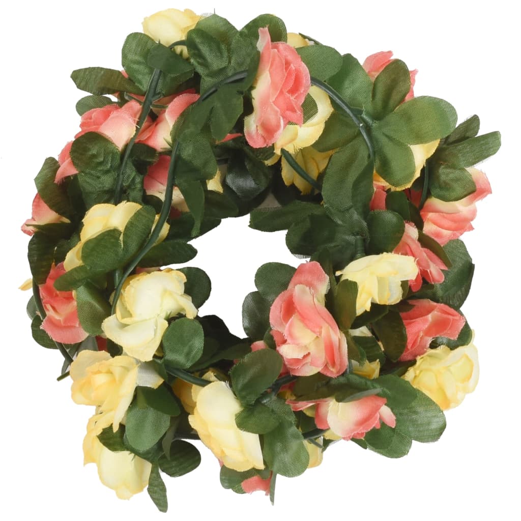 VidaXL Weihnachtsgirlanden mit Blumen 6 Stück 250 cm Frühlingssonnenuntergang rot
