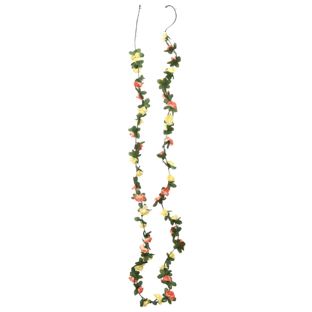 VidaXL Weihnachtsgirlanden mit Blumen 6 Stück 250 cm Frühlingssonnenuntergang rot