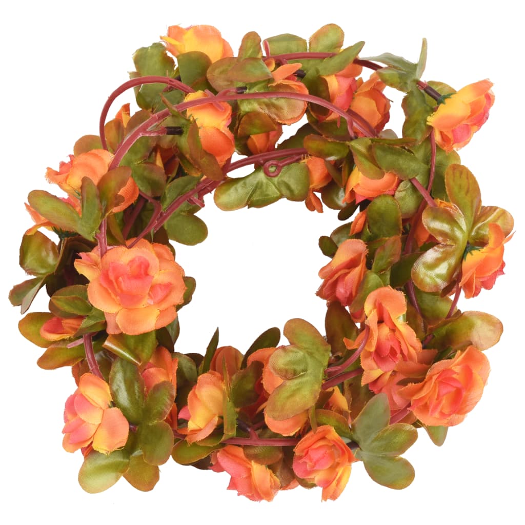 VidaXL Weihnachtsgirlanden mit Blumen 6 Stück 250 cm Orange