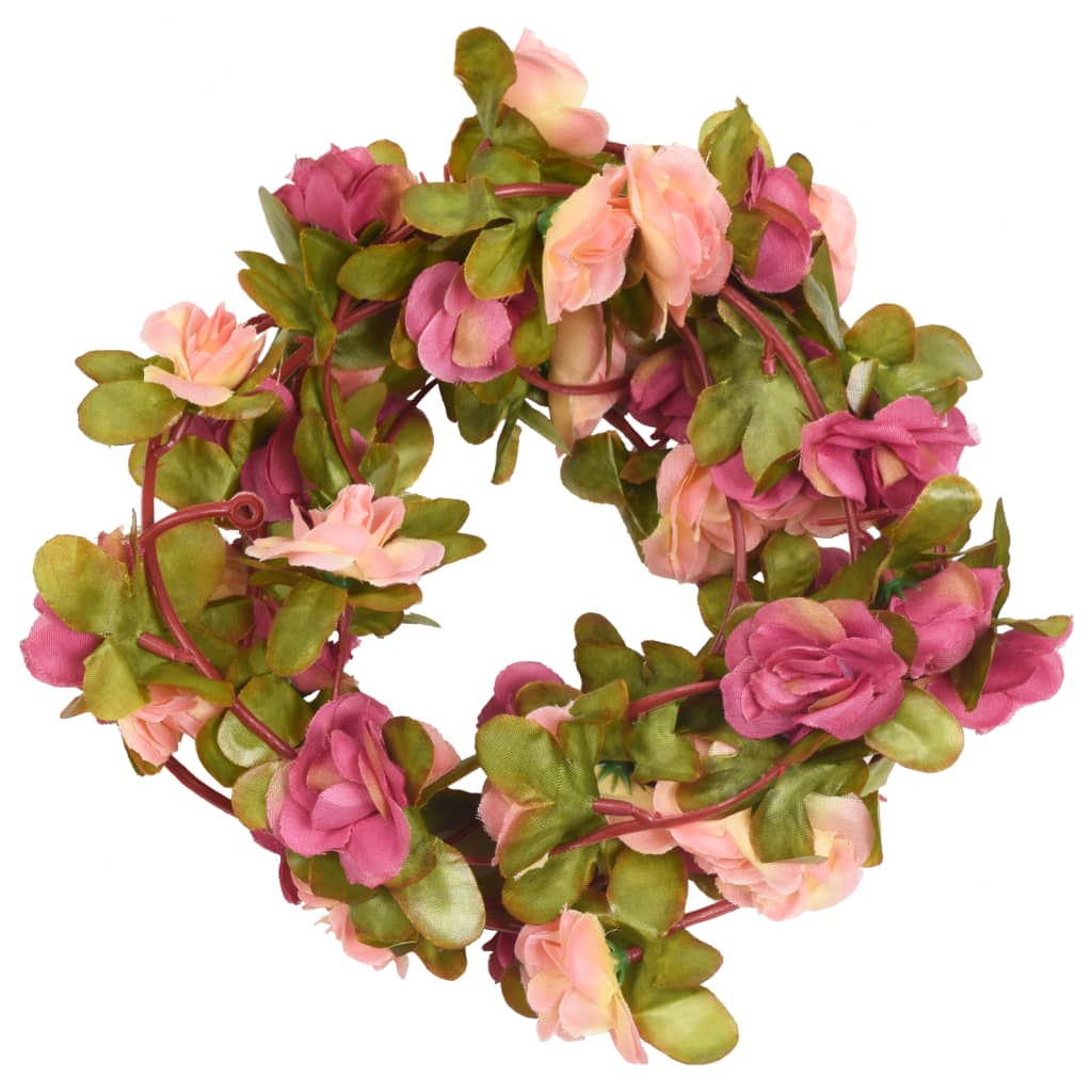 VidaXL Weihnachtsgirlanden mit Blumen 6 Stück 250 cm rosa rot