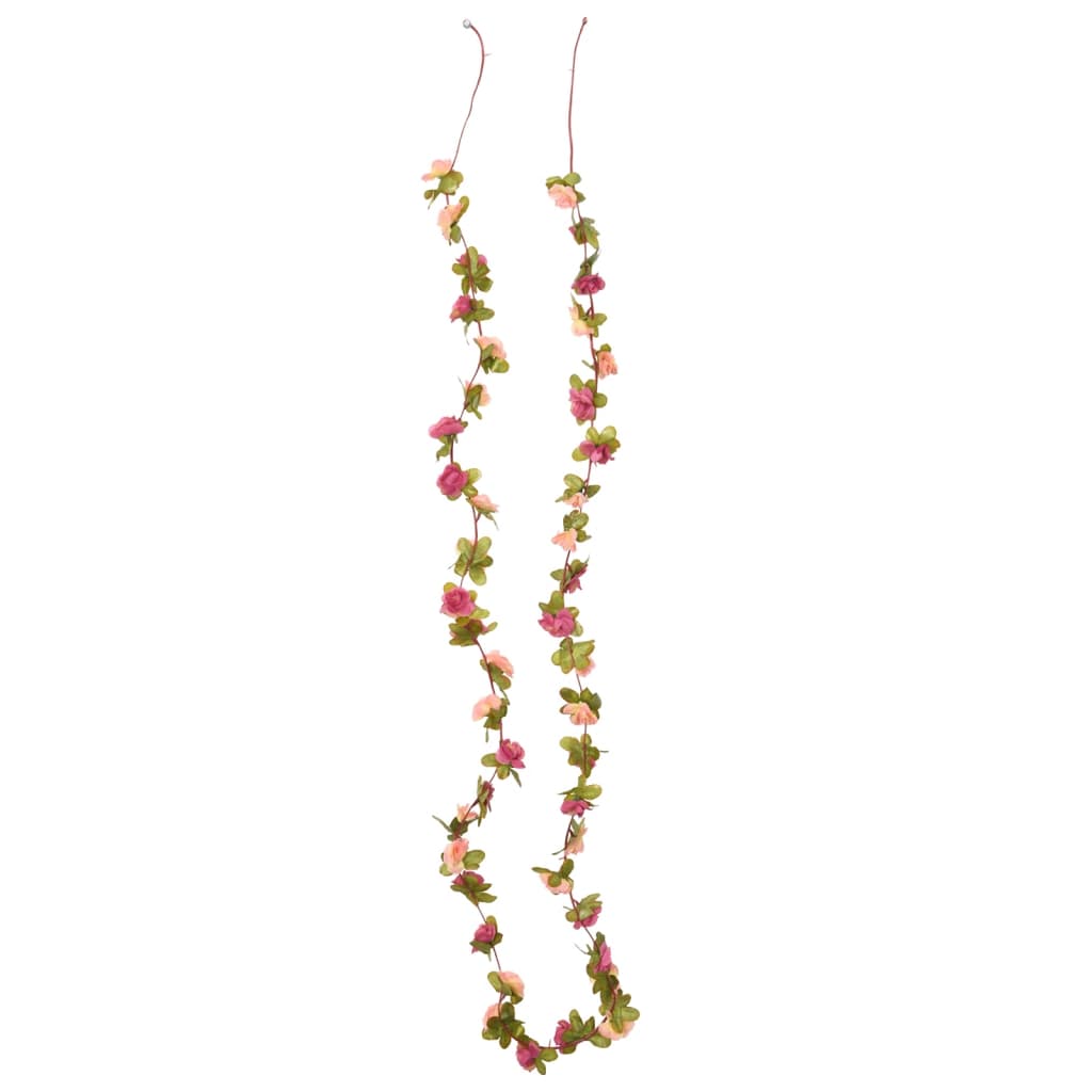 VidaXL Weihnachtsgirlanden mit Blumen 6 Stück 250 cm rosa rot