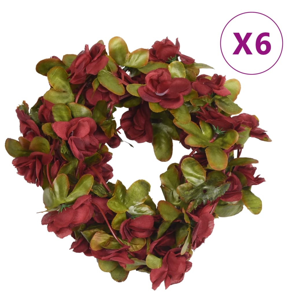 VidaXL Weihnachtsgirlanden mit Blumen 6 Stück 250 cm Weinrot