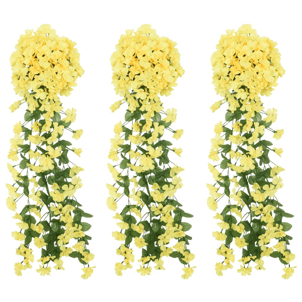 Vidaxx Weihnachtsgirlanden mit Blumen 3 Stück 85 cm Gelb