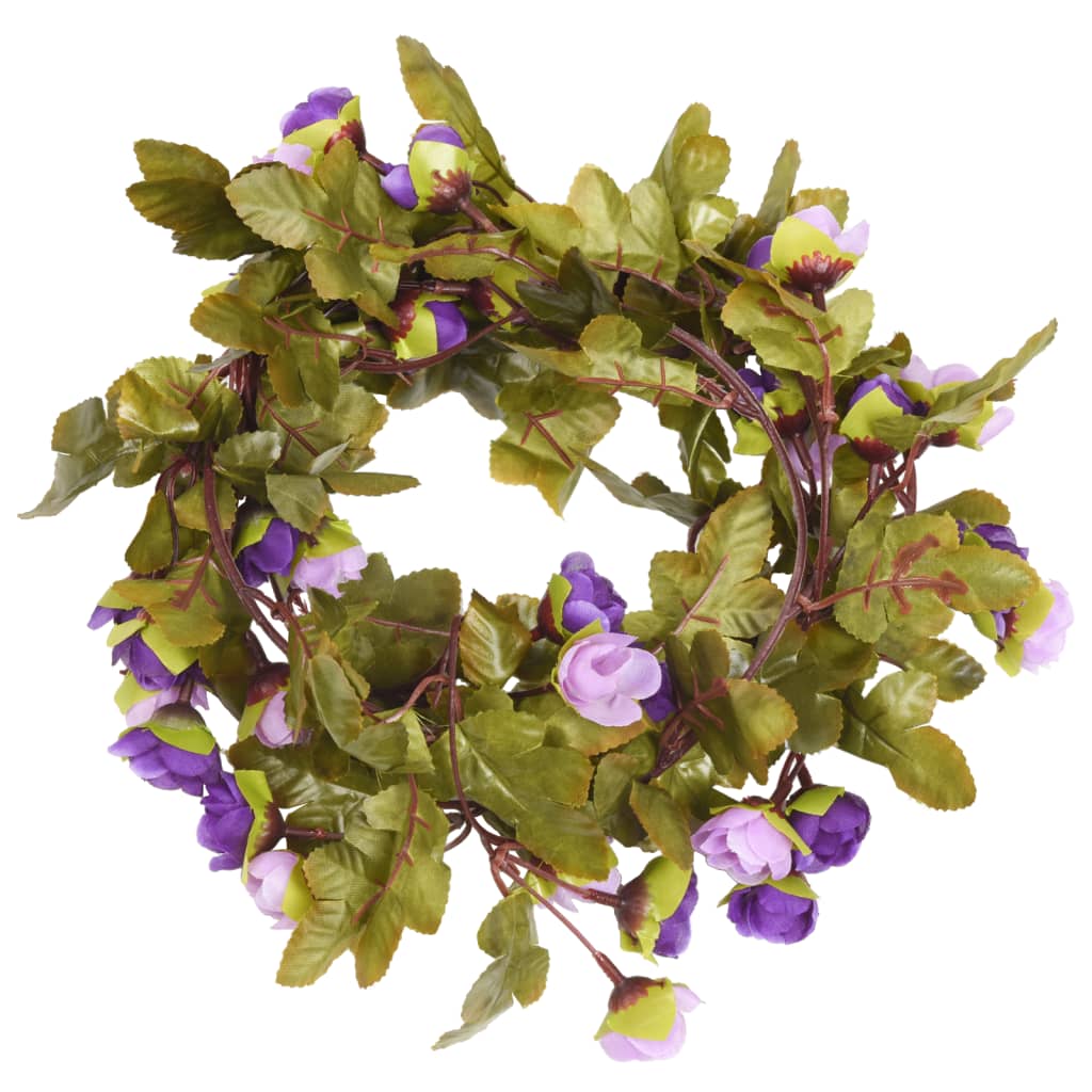 VidaXL Weihnachtsgirlanden mit Blumen 6 Stück 215 cm Hellviolett