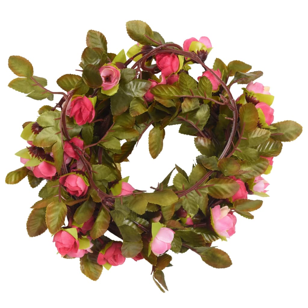 VidaXL Weihnachtsgirlanden mit Blumen 6 Stück 215 cm rosa