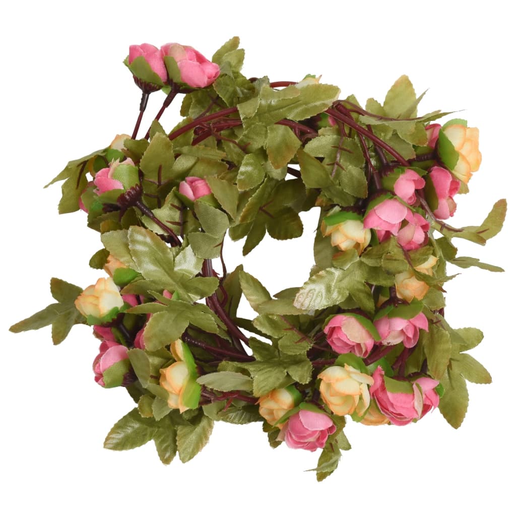 VidaXL Weihnachtsgirlanden mit Blumen 6 Stück 215 cm Rosa