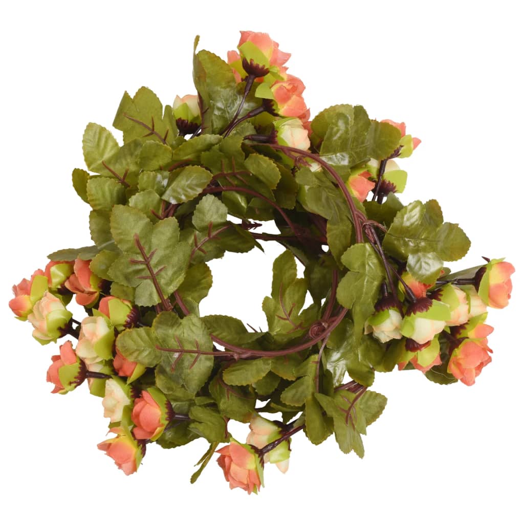 VidaXL Weihnachtsgirlanden mit Blumen 6 Stück 215 cm Sonnenaufgangsrot