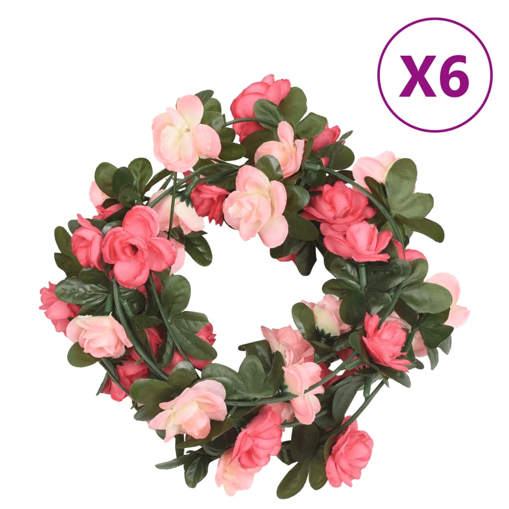 VidaXL Weihnachtsgirlanden mit Blumen 6 Stück 240 cm Rosa