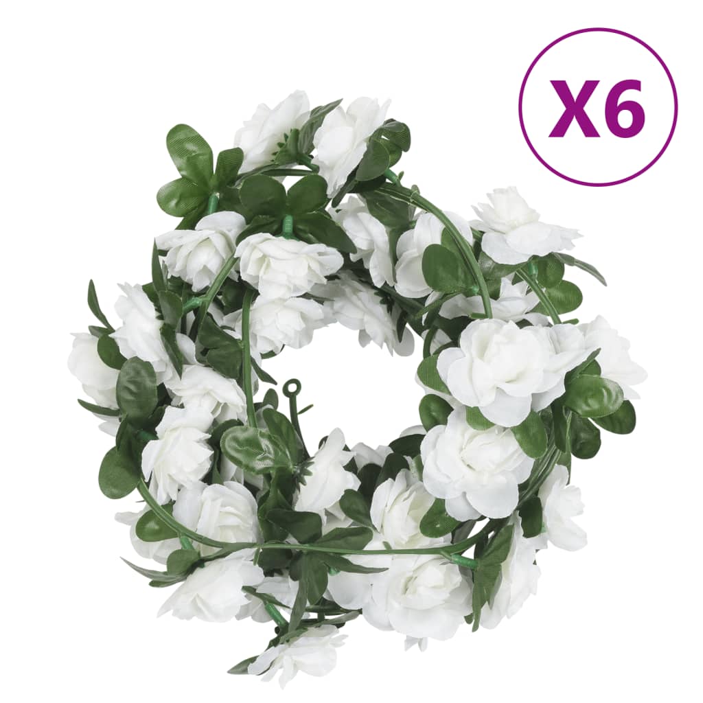 Vidaxx Weihnachtsgirlanden mit Blumen 6 Stück 240 cm weiß