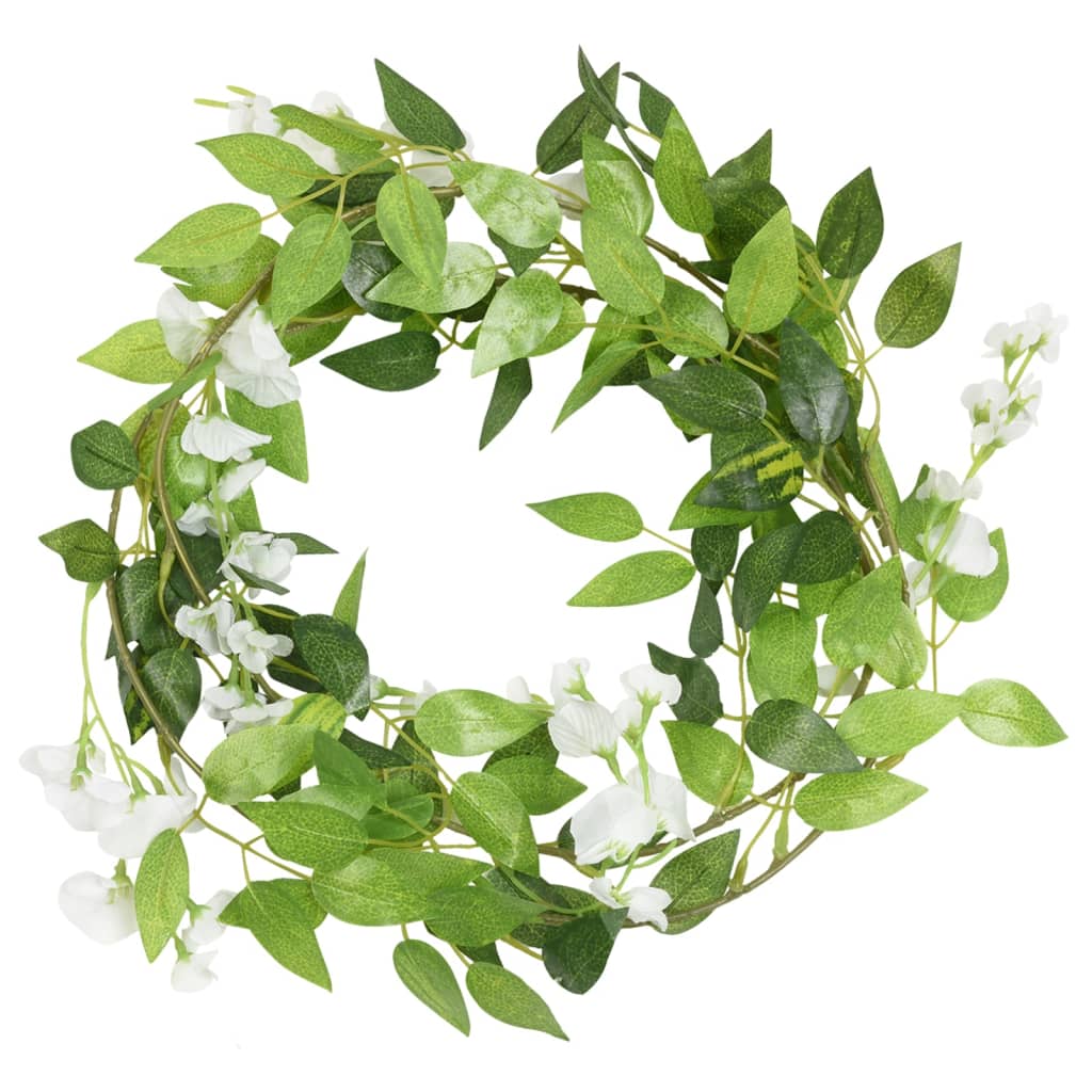 Vidaxx Weihnachtsgirlanden mit Blumen 6 Stück 200 cm weiß
