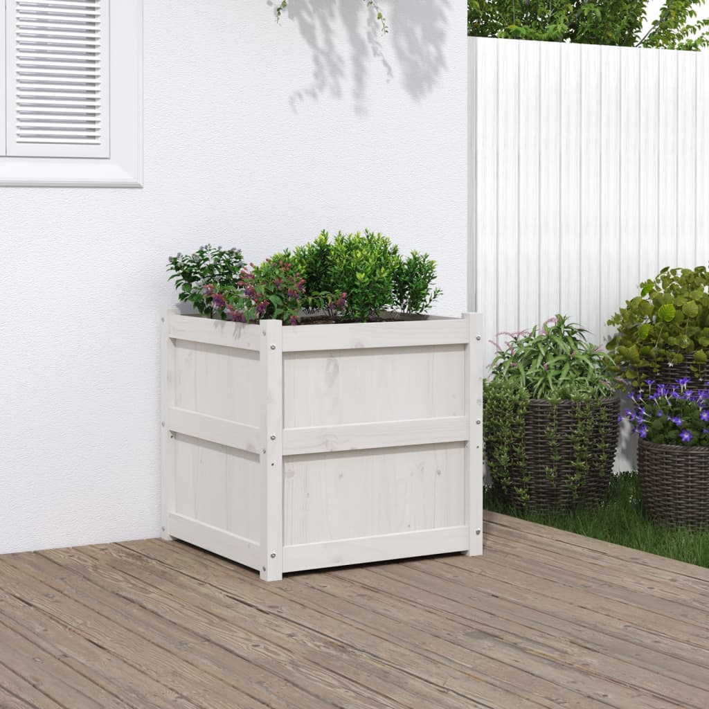 Vidaxx Pflanzgefäß 60x60x60 cm massives Kiefernholz weiß