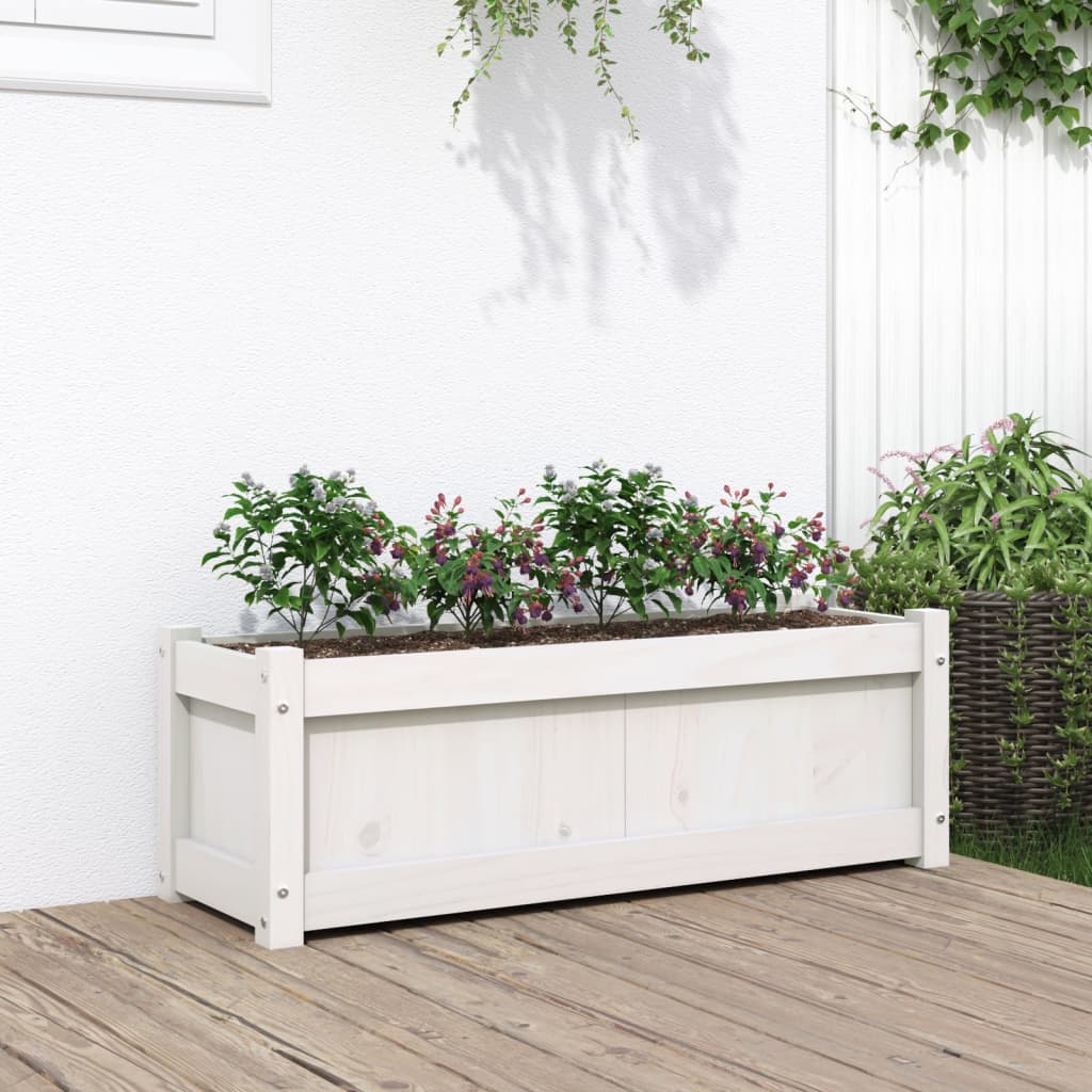 Vidaxx Pflanzgefäß 90x31x31 cm massives Kiefernholz weiß