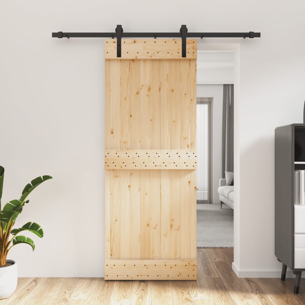 VidaXL Schiebetür mit Beschlägen 80x210 cm massives Kiefernholz
