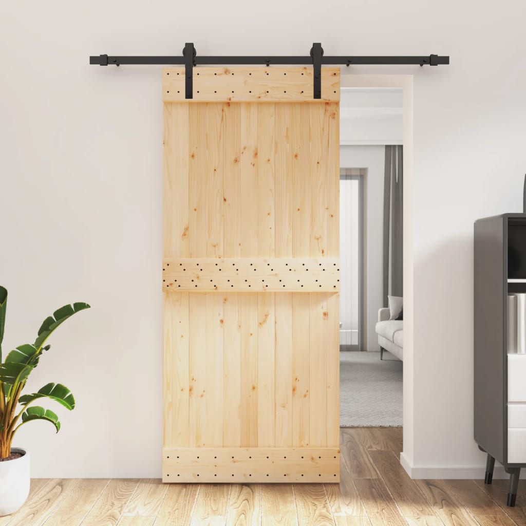 VidaXL Schiebetür mit Beschlägen 90x210 cm massives Kiefernholz